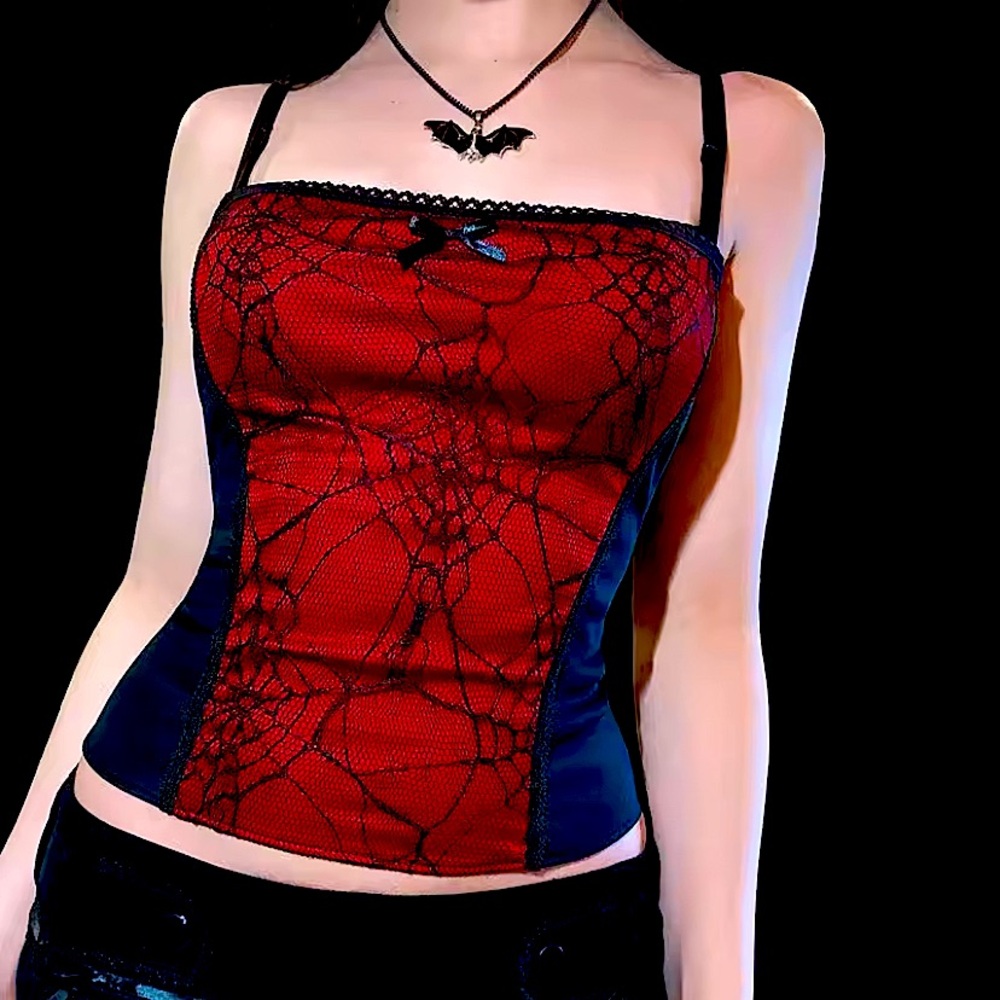 Red spider web🕸🕷 tank top